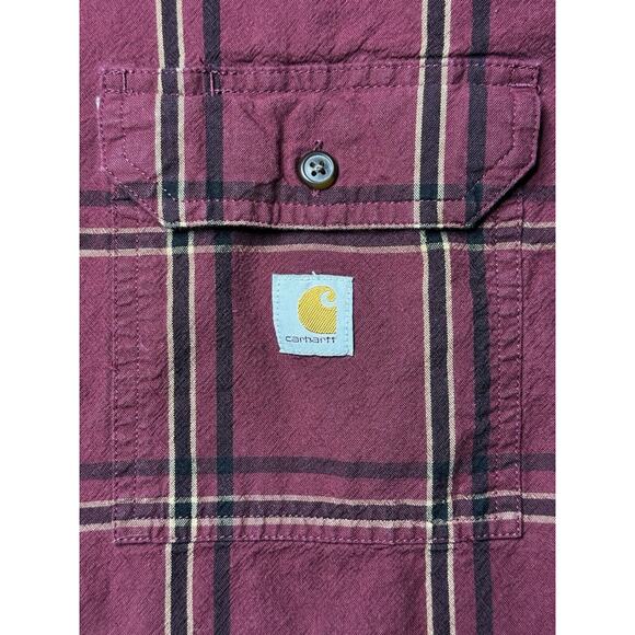 Carhartt Men's Long Sleeve Loose Fit Red Plaid Button Up Shirt - Size XL - Picture 3 of 5